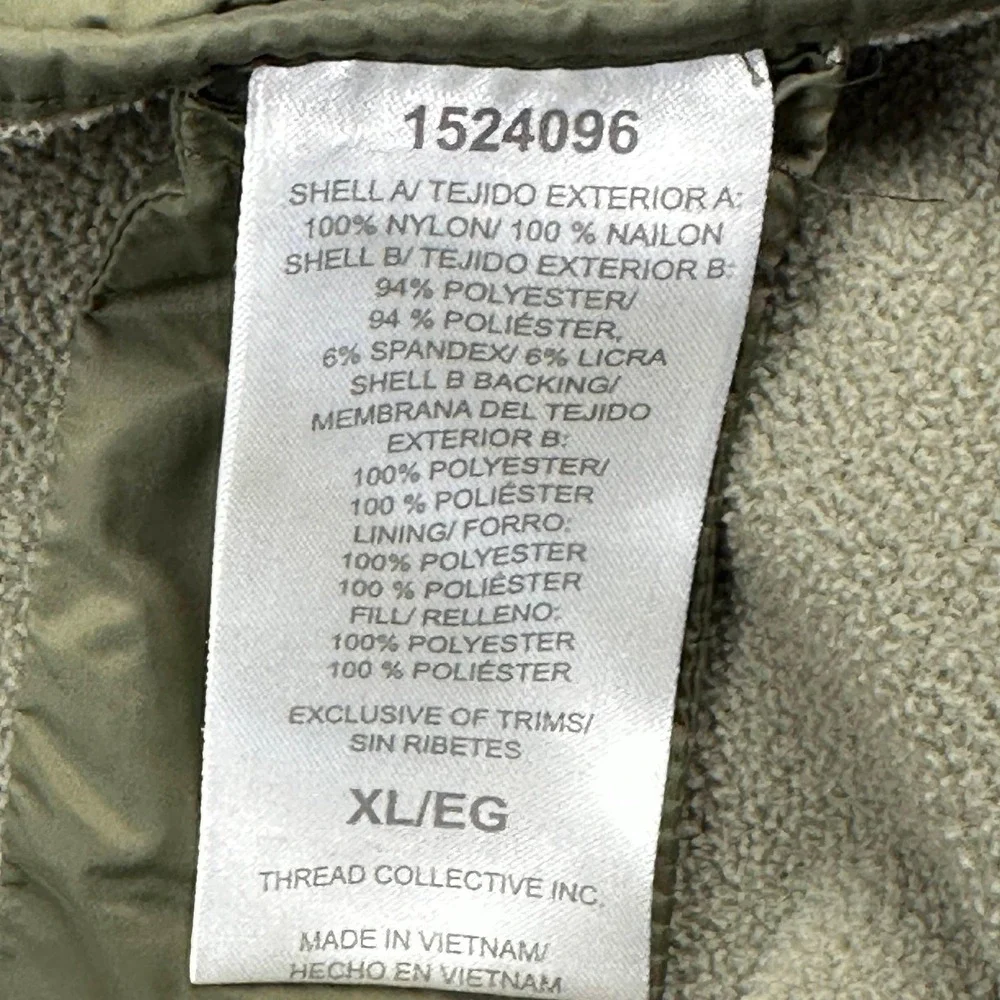 Hurley Softshell Fleece Lined Hooded Jacket Mens XL Olive Green Full Zip